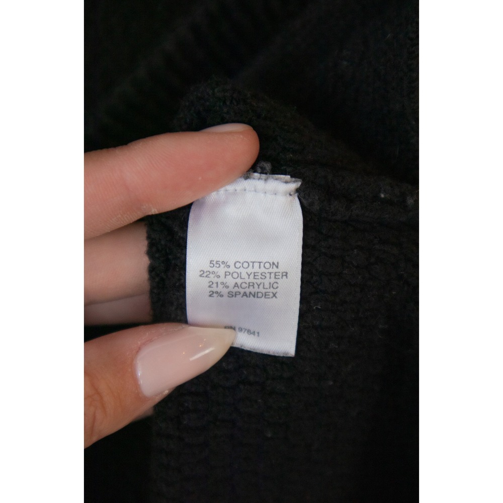 J. Jill Black V-Neck Tunic Sweater Mixed Stitch Cotton Blend Long Sleeve Medium - Picture 5 of 6